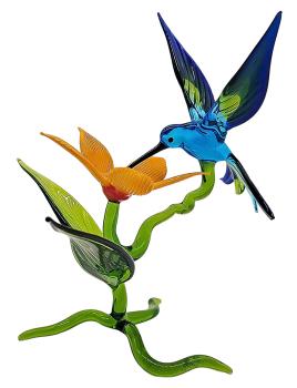 Blüte mit Kolibri, stehend / Blüte gelb